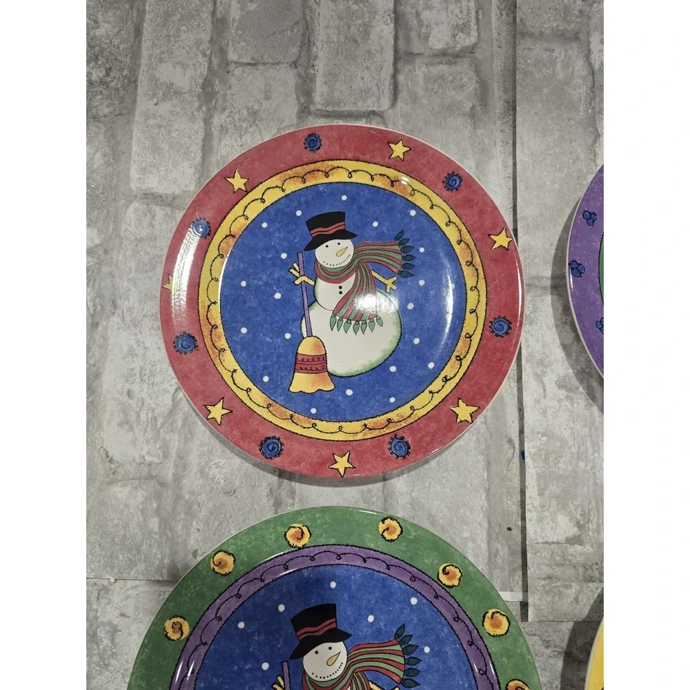 The Sweet Shop Set of 4 Snowman Dessert Salad Plates 8
